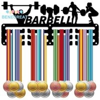 Benecreat 1 Bộ Chủ Đề Thể Thao Sắt Huy Chương Móc Treo Giá Treo Tường Hiển Thị 3 Dòng Có Ốc Vít Thể Thao 130x290mm Lỗ: 5mm