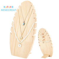 Benecreat 1 Bộ Gỗ Slant Mặt Sau Vòng Cổ Hiển Thị Chân Đế Mặt Dây Chuyền Vòng Cổ Người Tổ Chức Giá Đỡ Cho 5 Dây Chuyền Hạnh Nhân Bẻng 9x17.5x32.5cm