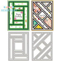 Benecreat 1 Bộ Khuôn Cắt Thép Carbon Cho DIY Thêu Sò Album Ảnh Trang Trí Dập Nổi Thẻ Giấy Màu Thép Không Gỉ Hình Chữ Nhật 142x102x0.8mm 2 Cái / bộ