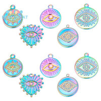 Benecreat 1 Hộp 10 Cái 5 Kiểu Màu Sắc Cầu Vồng Mặt Dây Mắt Ác Thép Không Gỉ Ai Cập Mặt Dây Mắt Nhiều Màu Sắc Biểu Tượng Trái Tim Vòng Quyến Rũ Trang Sức Làm Phát Hiện Vòng Cổ DIY