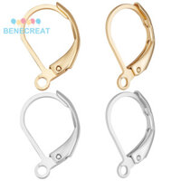 Benecreat 1 Hộp 100 Cái 2 Phong Cách Thép Không Gỉ 304 Phát Hiện Bông Tai Với Vòng Ngang Mạ Vàng & Màu Thép Không Gỉ 15 ~ 15.5x10x1.5mm Lỗ: 1.5mm 50 Cái / phong cách