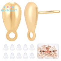 Benecreat 1 Hộp 100 Cái / hộp Bông Tai Mạ Vàng Phát Hiện Giọt Nước Bài Bông Tai Bông Tai Thành Phần Có Vòng Và 100 Chiếc Mặt Sau Bông Tai Nhựa Để Làm Bông Tai DIY Trang Sức