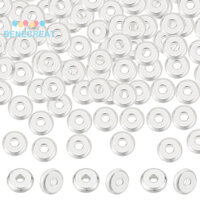 Benecreat 1 Hộp 100 Chiếc Thép Không Gỉ 304 Tròn Phẳng Miếng Đệm Hạt Kim Loại Bạc Nút Chặn Rời Hạt Tròn Nhỏ Phẳng Tròn Có Biển Hạt Cho DIY Vòng Tay Vòng Cổ Làm Đồ Trang Sức
