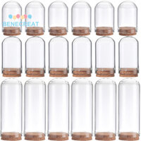 Benecreat 1 Hộp 12 Chiếc Chòm Chuông Bình Trưng Bày Vỏ Kính Màn Hình Vòm Với Đế Gỗ 1.44 / 1.75 / 2.82 inch Lọ Thủy Tinh Nhỏ Bình Trưng Bày Bình Trang Trí Cho Vỏ Bảo Quản Hoa