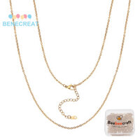 Benecreat 1 Hộp 12 Dây chuyền Vòng cổ mạ vàng Vòng cổ liên kết với kẹp tôm hùm và dây chuyền mở rộng để làm đồ trang sức (16,14 inch (2mm))