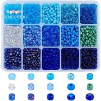 Benecreat 1 Hộp 15 Màu 6 / 0 Hạt Hạt Thủy Tinh Khoảng 3000 Chiếc 4 Mm Màu Xanh Tròn Pony Hạt Mini Miếng Đệm Rời Hạt Cho Trang Sức Thiết Kế Vòng Cổ Vòng Tay Làm Bông Tai