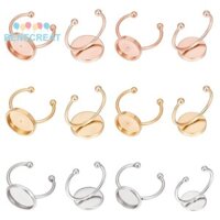 Benecreat 1 Hộp 18 Cái 6 Phong Cách Thép Không Gỉ 304 Mở Vòng Vòng Phát Hiện Vòng Miếng Lót Thiết Lập Viền Tròn Phẳng Viền Ly Màu Hỗn Hợp Đường Kính Trong: 17.1 ~ 18.2mm Khay: 10 ~ 12mm