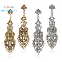 Benecreat 1 Hộp 2 Đôi 2 Màu Kim Cương Giả Giọt Nước Tòn Ten Bông Tai Hợp Kim Dài Thả Bông Tai Nữ Cổ Bạc & Cổ Vàng 76mm