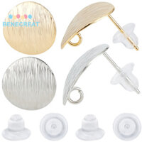 Benecreat 1 Hộp 20 Chiếc 2 Màu Đồng Bông Tai Phát Hiện Tròn Phẳng Với Vòng Dọc Với 20 Chiếc Hạt Tai Nhựa Mạ Vàng & Mạ Bạch Kim Lỗ 15mm: 2mm Pin: 0.5mm