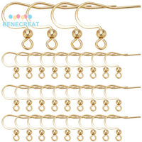 Benecreat 1 Hộp 200 Chiếc Thép Không Gỉ 304 Pháp Móc Bông Tai Phẳng Dây Có Bóng Mạ Vàng 21 Đồng Hồ Đo 15 ~ 17x18mm Lỗ: 2mm Pin: 0.7mm