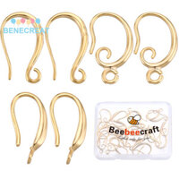 Benecreat 1 Hộp 30 Cái 3 Kiểu Giá Mạ Bông Tai Bằng Đồng Thân Thiện Với Môi Trường Móc Tai Có Vòng Mạ Vàng 16 ~ 19x1.5 ~ 2.5mm Lỗ: 1.5 ~ 2mm Pin: 0.5 ~ 1mm 10 Cái / phong cách