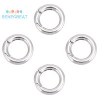 Benecreat 1 Hộp 4 Nhẫn Cổng Lò Xo Inox 304 Vòng Tròn Màu Thép Không Gỉ 12x2mm Đường Kính Trong: 7.5mm