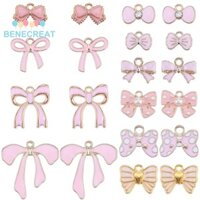 Benecreat 1 Hộp 40 Cái 10 Mặt Dây Hợp Kim Phong Cách Với Nơ Men Hồng 8.5 ~ 26.5x12 ~ 26x1 ~ 5mm Lỗ: 1.4 ~ 3mm 4 cái / phong cách