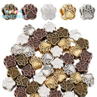 Benecreat 1 Hộp 50 Chiếc 5 Màu Vàng Chó Paw Hạt In Paw Hạt Số Lượng Lớn Hợp Kim Bạc Châu Âu Chó Con Gấu Mèo Dấu Chân Động Vật Dễ Thương Lỗ Lớn Miếng Đệm Hạt Trang Sức Làm Đính Hạt
