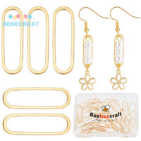 Benecreat 1 Hộp 50 Chiếc Mạ Vàng Đính Hạt Vòng Bông Tai Tìm Hình Bầu Dục Liên Kết Nhẫn Vòng Tròn Khung Quyến Rũ Trang Sức Kết Nối Cho DIY Tòn Ten Bông Tai Vòng Tay Làm