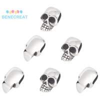 Benecreat 1 Hộp 6 Chiếc Retro 304 Thép Không Gỉ Trượt Quyến Rũ / Thanh Trượt Hạt Cho Dây Da Vòng Tay Làm Đầu Lâu Bạc Cổ 22x14x9mm Lỗ: 4x8mm