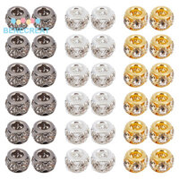 Benecreat 1 Hộp 60 Cái 3 Màu Đồng Miếng Đệm Hạt Với Kim Cương Giả Rondelle Màu Hỗn Hợp 8mm Lỗ: 2mm 20 Cái / màu