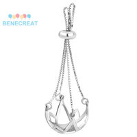 Benecreat 1 Hộp Chống Trộm 1 Mặt Dây Chuyền Hoa Bạc Sterling Trống Cho Đá Quý Không Đều Cabochon Mặt Dây Chuyền Thiết Lập Thanh Trượt Rỗng Charm Mặt Dây Chuyền Đế Bạch Kim