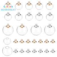 Benecreat 1 Hộp DIY Quả Cầu Thủy Tinh Trong Suốt Mặt Dây Chuyền Bộ Dụng Cụ Làm Bao Gồm Đồng Hạt Nắp Bails Thổi Quả Cầu Thủy Tinh Hạt Bạch Kim & Vàng 120 Cái / hộp