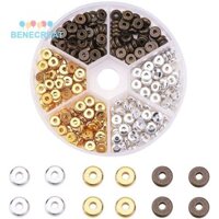 Benecreat 1 Hộp Đồng Miếng Đệm Hạt Tròn Phẳng Màu Hỗn Hợp 6x2mm Lỗ: 2mm 300 Cái / hộp