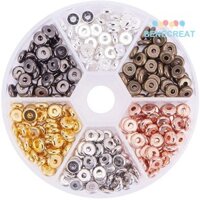 Benecreat 1 Hộp Đồng Miếng Đệm Hạt Tròn Phẳng Màu Hỗn Hợp 6x2mm Lỗ: 1.8mm