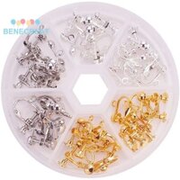 Benecreat 1 Hộp Đồng Vít Kẹp Bông Tai Chuyển Đổi Xoắn Ốc Kẹp Tai Cho Tai Không Bánh Màu Hỗn Hợp 17x13.5x5mm Lỗ: 1.2mm