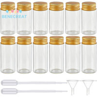 Benecreat 1 Hộp Đựng Thủy Tinh Tròn Cho Nến Mỹ Phẩm Kẹo Có Vít Nhôm Nắp Trên Phễu Nhựa Phễu & Chuyển Pipet Trong Suốt 3x6.1 ~ 7.1cm