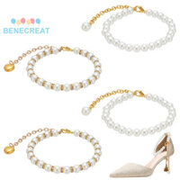 Benecreat 1 Hộp Elite 2 Cặp 2 Kiểu Nữ Có Thể Tháo Rời Bằng Nhựa ABS Giả Đính Hạt Dây Giày Cho Giày Cao Gót Chống Mất Anklets Phụ Kiện Dây Giày Vàng 220mm 1 Cặp / Phong Cách