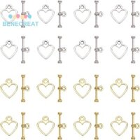 Benecreat 1 Hộp Hợp Kim Phong Cách Tây Tạng Móc Khóa Không Chì & Không Cadmium Trái Tim Cổ Bạc & Trái Tim Vàng: 14x12mm Thanh: 19mm Lỗ: 1.5mm 2 màu 100s ets / màu 200 bộ / hộp