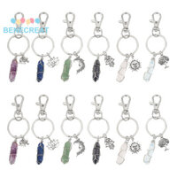 Benecreat 1 Hộp Móc Khóa Hamsa Charm Đá Quý Dây Đồng Bọc Móc Khóa Hamsa Tay Bùa Móc Khóa