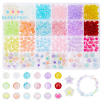 Benecreat 1 Hộp Ngôi Sao & Bí Ngô & Kính Tròn & Hạt Acrylic DIY Trang Sức Làm Bộ Tìm Kiếm Màu Hỗn Hợp 6 ~ 12x6 ~ 12.5x6 ~ 11.5mm Lỗ: 1 ~ 2.5mm