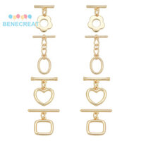 Benecreat 1 Hộp PH 4 Kiểu Chuyển Đổi Móc Khóa Mạ Vàng T-bar Đóng Móc Khóa Hình Trái Tim Hoa Hình Chữ Nhật Hình Bầu Dục IQ Chuyển Đổi Móc Khóa Phát Hiện Đầu Nối Vòng Cổ Vòng Tay Làm Đồ Trang Sức