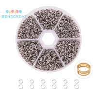 Benecreat 1 Hộp Thép Không Gỉ 304 Chia Nhẫn Đôi Vòng Nhảy Nhẫn Thép Không Gỉ Màu 5x1.2mm 1650 Cái / hộp