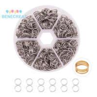 Benecreat 1 Hộp Thép Không Gỉ 304 Chia Nhẫn Đôi Vòng Nhảy Nhẫn Thép Không Gỉ Màu 8x0.6mm 500 ~ 560 Cái / hộp