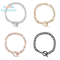 Benecreat 1 Hộp Unisex Thép Không Gỉ 304 Dây Xích Vòng Tay Có Móc Khóa Chuyển Đổi Màu Hỗn Hợp 7-5 / 8 inch (19.4cm) 4 Màu 3 Cái / màu 12 Cái / hộp
