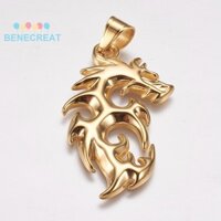 Benecreat 1 Thép không gỉ 304 Mặt dây chuyền lớn Rồng Vàng 53x30x3mm Lỗ: 7x9mm