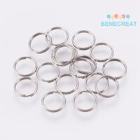 Benecreat 1 Túi Chống Mài Mòn Thép Không Gỉ 304 Chia Nhẫn Đôi Vòng Nhảy Nhẫn Thép Không Gỉ Màu 8x0.6mm Khoảng 7mm Đường Kính Trong 5000 Cái / túi