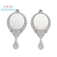 Benecreat 10 Mặt dây thép không gỉ 304 không mài mòn Gương cắt Laser Màu thép không gỉ 32,5x14x2mm Lỗ: 1,2mm