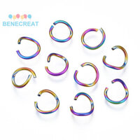 Benecreat 100 PC Mạ Ion (IP) Màu Cầu Vồng Thép Không Gỉ 304 Mở Nhảy Nhẫn Tròn 8x1mm 18 Máy Đo Đường Kính Trong: 6mm