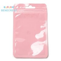 Benecreat 100pc Túi khóa kéo bằng nhựa hình chữ nhật Yin-Yang Túi đóng gói có thể khóa lại Túi tự niêm phong màu hồng 13x8x0.02cm Độ dày đơn phương: 2,5 Mil (0,065mm)