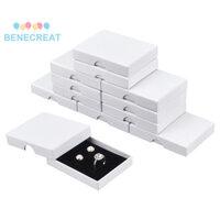 Benecreat 12 Hình Chữ Nhật Giấy Tông Bộ Trang Sức Hộp Đựng Trang Sức Cho Bông Tai Nhẫn Dây Chuyền Bảo Quản Trắng 9x7x1.6cm
