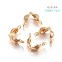 Benecreat 200pc Mạ Ion (IP) Đầu hạt bằng thép không gỉ 304 Đầu than Vỏ nút màu vàng 6x3mm Lỗ: 1mm
