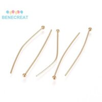 Benecreat 200pc Thép không gỉ 304 Đầu bóng Chân mạ vàng 30x0.6mm 22 Đầu đo: 1.8mm