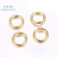 Benecreat 200pc Thép không gỉ 304 Mở Nhảy Nhẫn Mạ Vàng 18 Đồng Hồ Đo 10x1mm Đường kính trong: 8mm