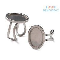 Benecreat 20pc Mạ Ion không mài mòn (IP) 304 Vòng đeo tay bằng thép không gỉ Cài đặt vòng hình bầu dục Màu thép không gỉ Đường kính bên trong: 18mm