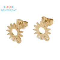 Benecreat 30pc Mạ Ion (IP) Bông tai bằng thép không gỉ 304 Phát hiện Sun Golden 10.5x9.5mm Lỗ: 1.2mm Pin: 0.7x11mm