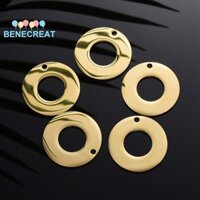 Benecreat 5 Mặt Dây Thép Không Gỉ 304 Đánh Bóng Bằng Tay Trống Dập Thẻ Vòng Tròn Vàng 30x1.8mm Lỗ: 1.6mm