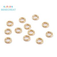 Benecreat 500 PC Thép Không Gỉ 304 Nhảy Nhẫn Mở Nhảy Vòng Tròn Mạ Vàng 18 Đồng Hồ Đo 5x1.0mm Đường Kính Trong: 3mm