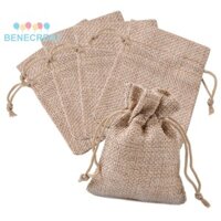 Benecreat 50pc Túi đóng gói vải bố Túi dây rút Dark Kaki 9x7cm
