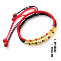 Benming Năm Dây Đỏ 24K Vàng Nguyên Chất Chuyển Hạt Vòng Tay / Vòng Chân Hạt Vàng Ngọc Handmade Cặp Đôi Nam Nữ Handmade 3.19 BQXQ